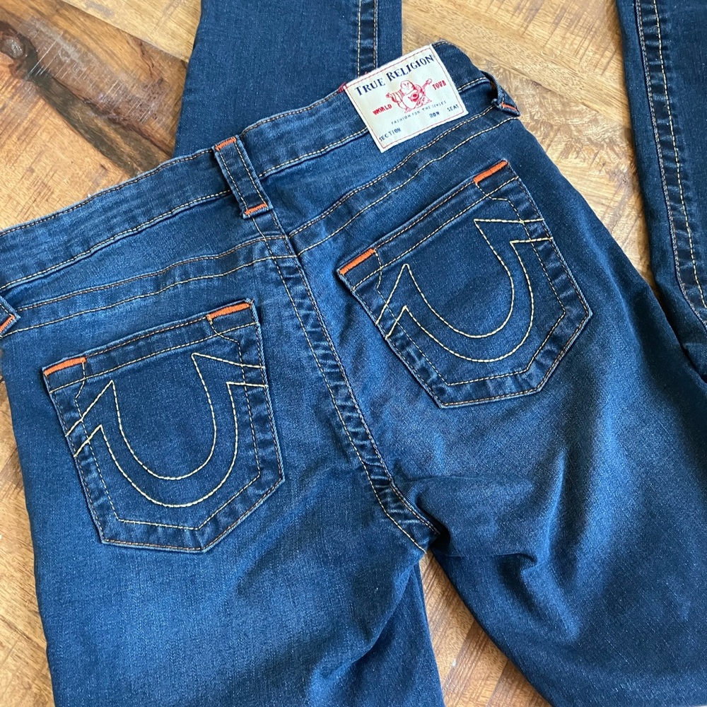 True Religion Women’s Jenie Curvy Mid Rise Blue Jeans Size 27